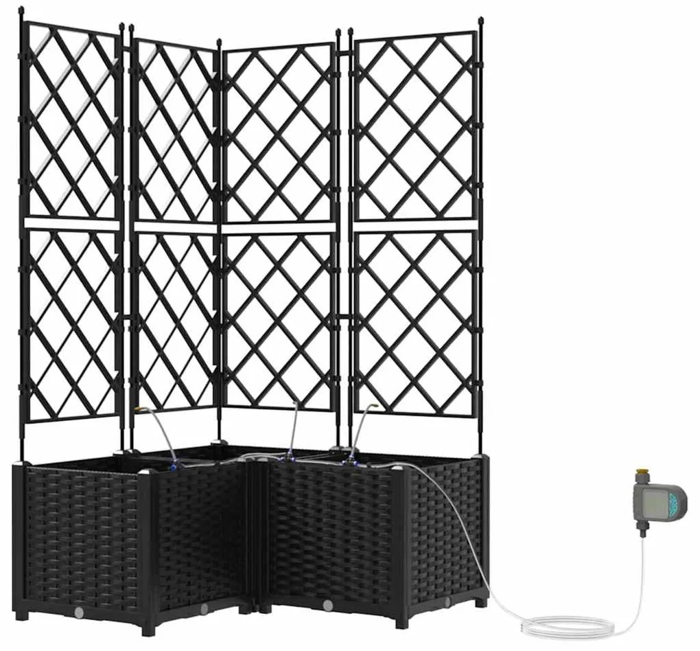 vidaXL Ζαρντινιέρες κήπου Μαύρο 80 x 80 x 142 cm Ατσάλι