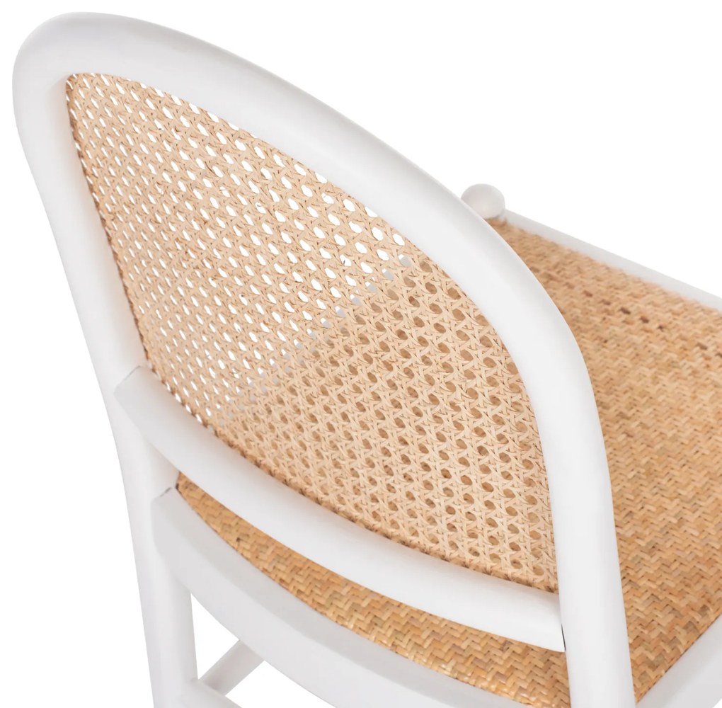 Καρέκλα Από Οξιά Σε Λευκό-Rattan Μπεζ 43x50x87Yεκ.