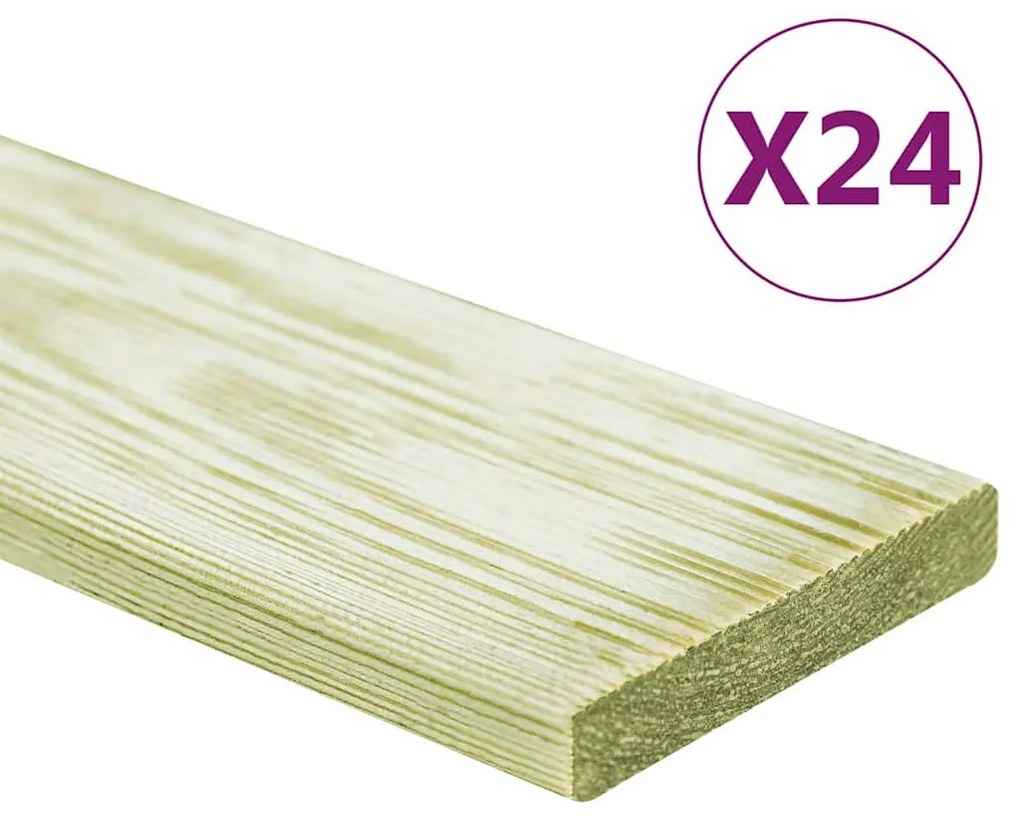 vidaXL Σανίδες Deck 24 τεμ. 2.88 μ² 1 μ. Εμποτισμένο Μασίφ Ξύλο Πεύκου