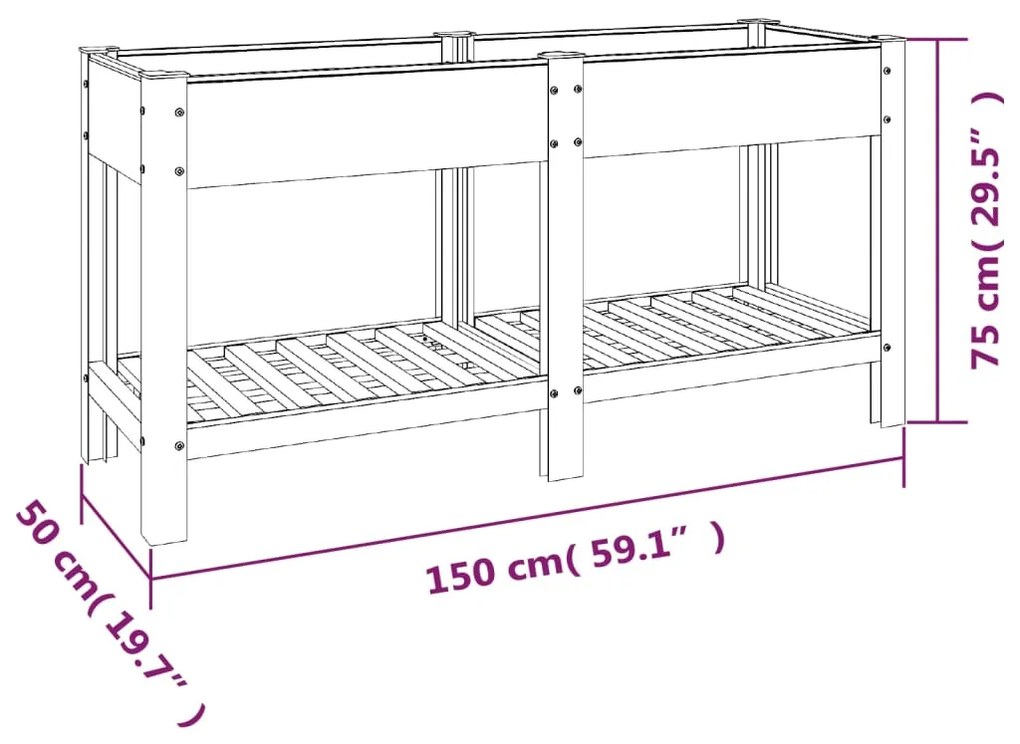 Ζαρντινιέρα Κήπου Υπερυψωμένη με Ράφι Γκρι 150x50x75 εκ από WPC - Γκρι