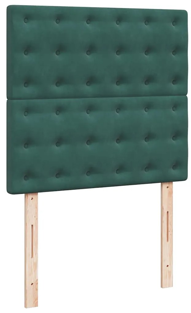 vidaXL Κρεβάτι Boxspring με Στρώμα Σκούρο Πράσινο 100x200εκ. Βελούδινο