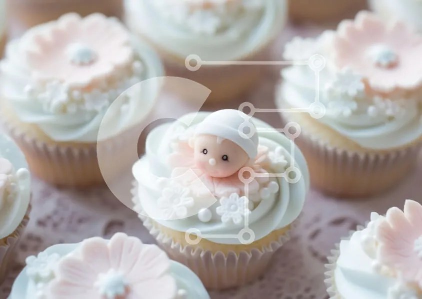 Intra Συλλεκτικό Ξύλινο Παζλ Plywood  4mm - Διακοσμητικά Baby Shower Cupcakes Σε Ξύλινο Κουτί - Διαστάσεις: 10x10 cm – 25 κομμάτια