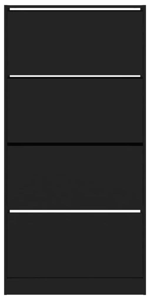 vidaXL Παπουτσοθήκη με 4 Ανακλινόμενα Συρτάρια Μαύρη 80x21x163,5 εκ.
