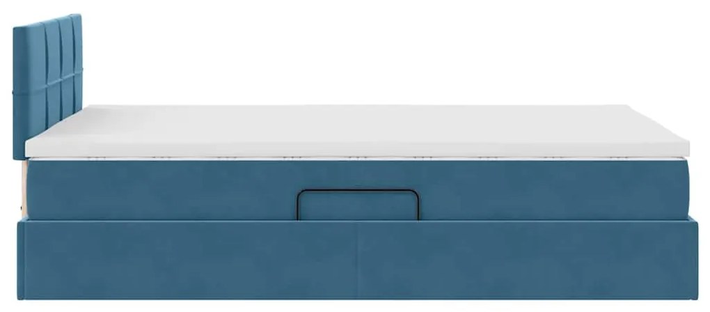 vidaXL Κρεβάτι με αποθηκευτικό χώρο και LED Σκούρο Μπλε 120 x 200 cm