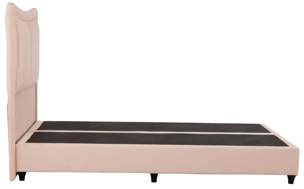 Επενδυμένο Κρεβάτι NESTOR Διπλό Βελούδο Μπέζ 160x200 εκ. 168x205x125 εκ.