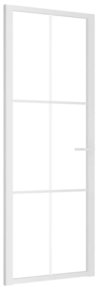 vidaXL Εσωτερική Πόρτα 76 x 201,5 εκ. Λευκό ESG Γυαλί και Αλουμίνιο
