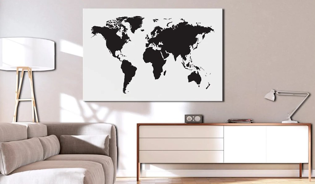 Πίνακας - World Map: Black &amp; White Elegance 120x80