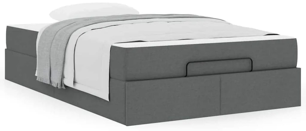 vidaXL Σκελετός κρεβατιού με στρώμα με στρώμα 2 pcs Σκούρο Γκρι ύφασμα