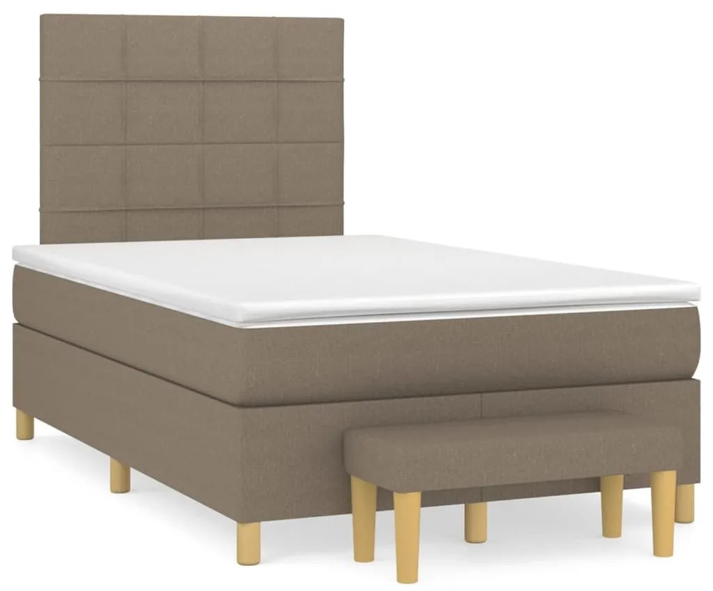 Κρεβάτι Boxspring με Στρώμα Taupe 120x200 εκ. Υφασμάτινο - Μπεζ-Γκρι