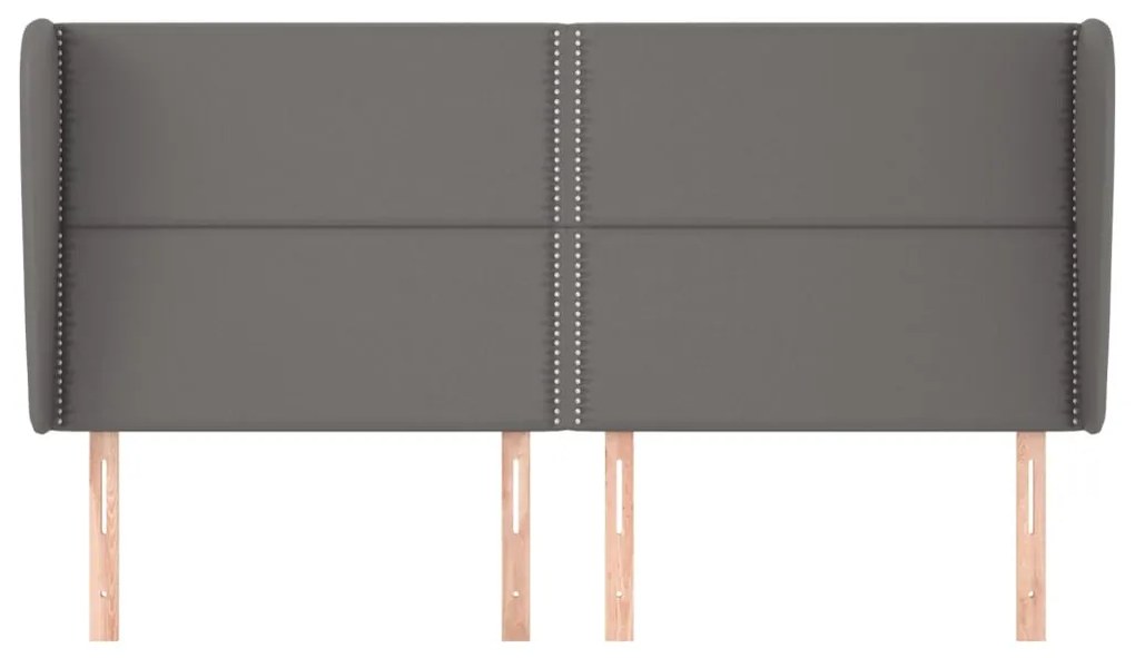 Κεφαλάρι με Πτερύγια Γκρι 203x23x118/128 εκ. Συνθετικό Δέρμα 3117928