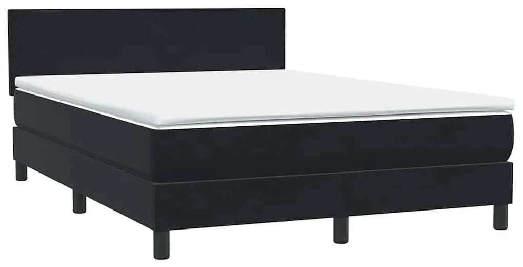 vidaXL Κρεβάτι Boxspring με Στρώμα Μαύρο 160x210 εκ. Βελούδινο