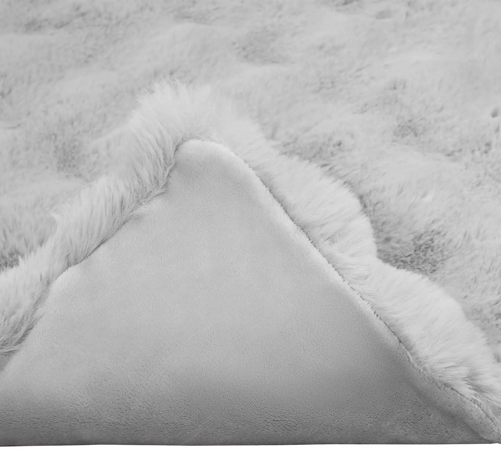 vidaXL Ψεύτικη κουβέρτα από κουνέλι Γκρι 150 x 220 cm Πολυεστέρας