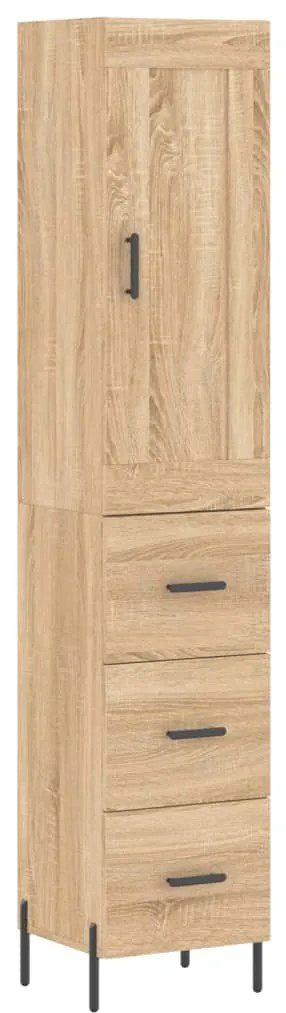 vidaXL Μπουφές Sonoma δρυς 34,5 x 34 x 180 εκ. από Επεξεργασμένο Ξύλο
