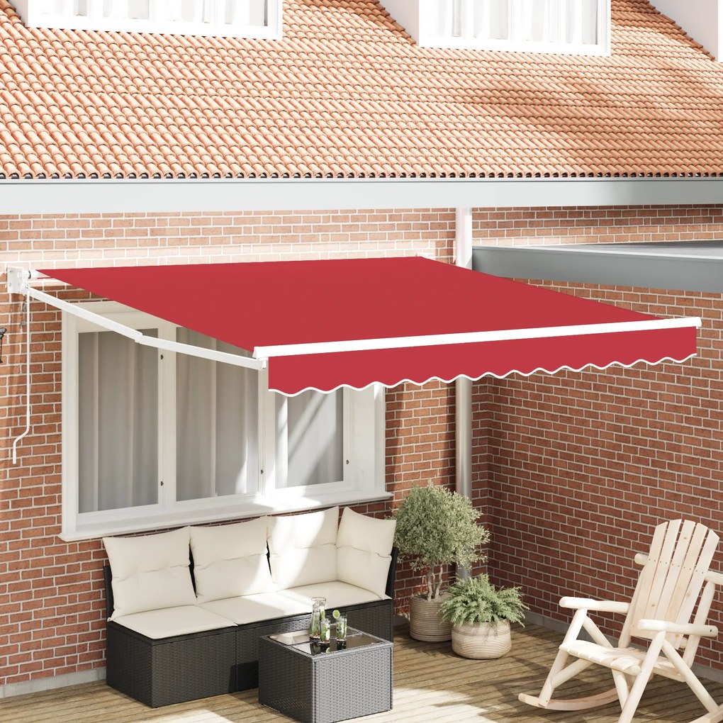 vidaXL Αυτόματη Ανασυρόμενη Τέντα Κόκκινη 300x250 cm