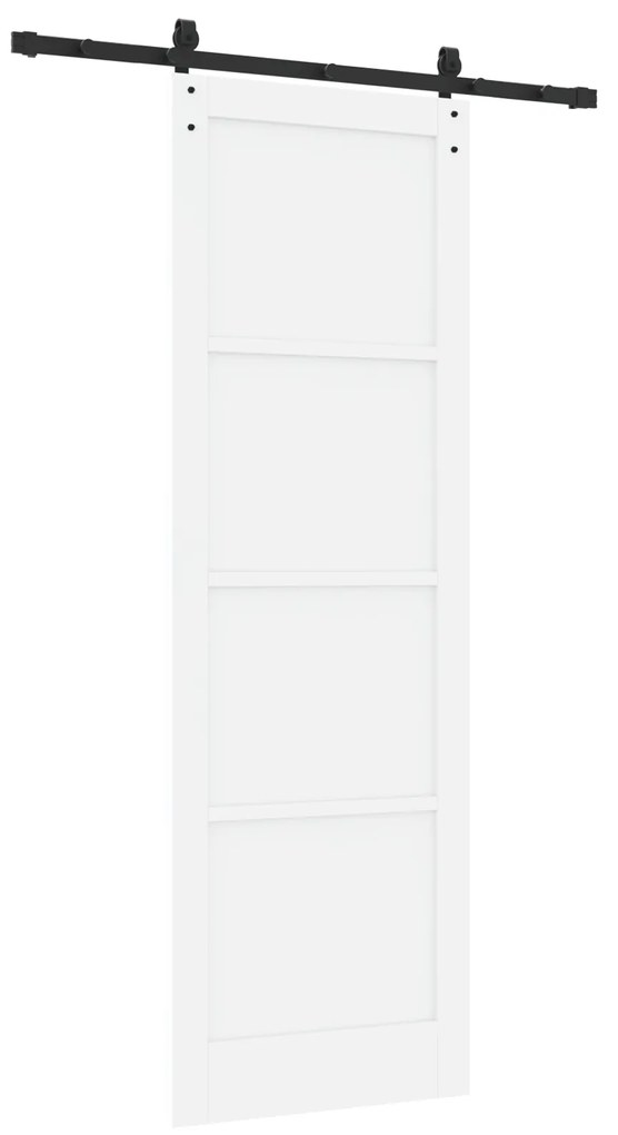 vidaXL Συρόμενη Πόρτα με Σετ Εξαρτημάτων Λευκή 78x232 εκ. Στερεό Ξύλο Πεύκου