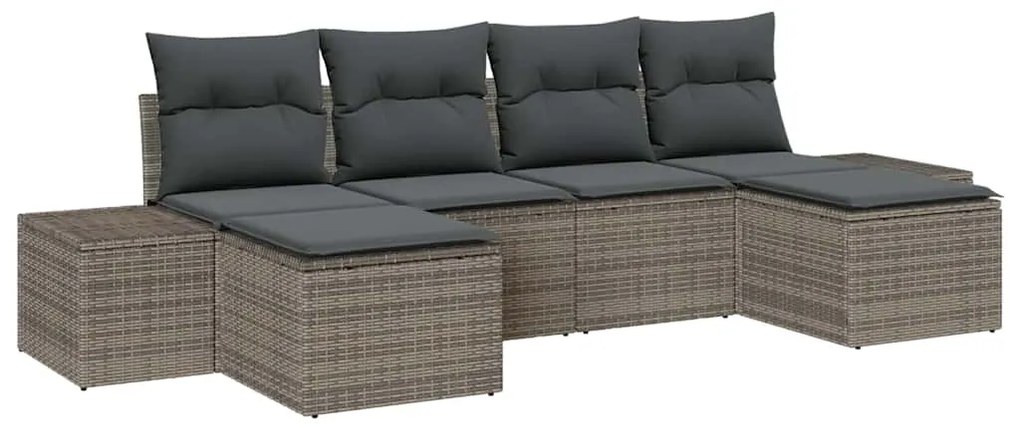 vidaXL Σετ Καναπέ Κήπου 6 pcs Γκρι 184 x 62 x 85 εκ. Πολυ ράταν