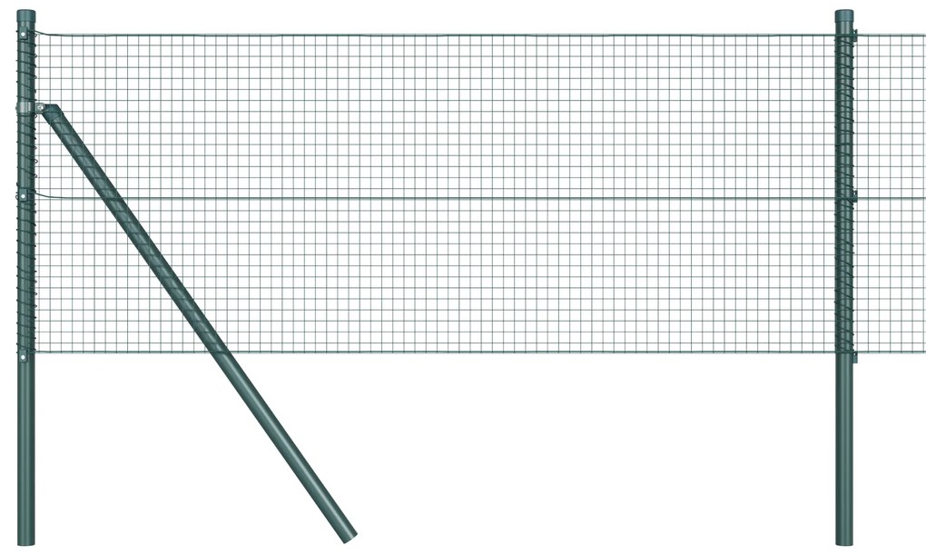 vidaXL Welded Wire Fence με 13 Κολώνες Πράσινο 0.4x50 m Χάλυβα