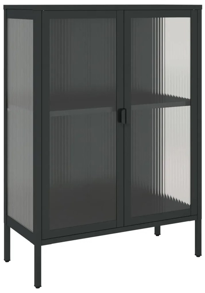 vidaXL Ντουλάπι Μαύρο 75 x 35 x 105 εκ. από Γυαλί και Ατσάλι