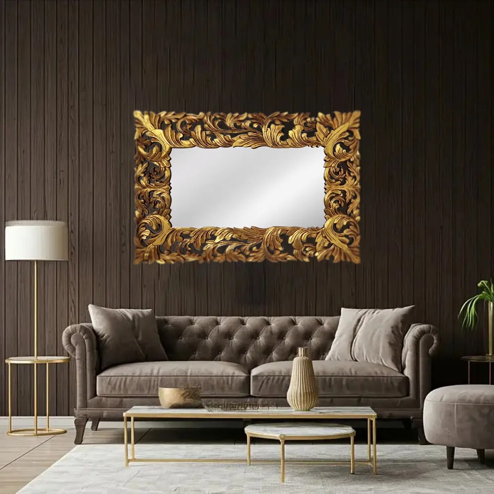 Artekko Mirroki Ξύλινος Χρυσός Σκαλιστός Καθρέπτης Τοίχου (150x100)cm - 667-4030-A - 667-4030-A
