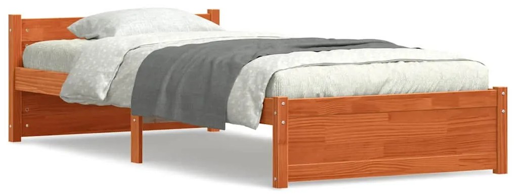 vidaXL Σκελετός Κρεβατιού Καφέ κεριού 90 x 190 cm Μασίφ ξύλο πεύκου