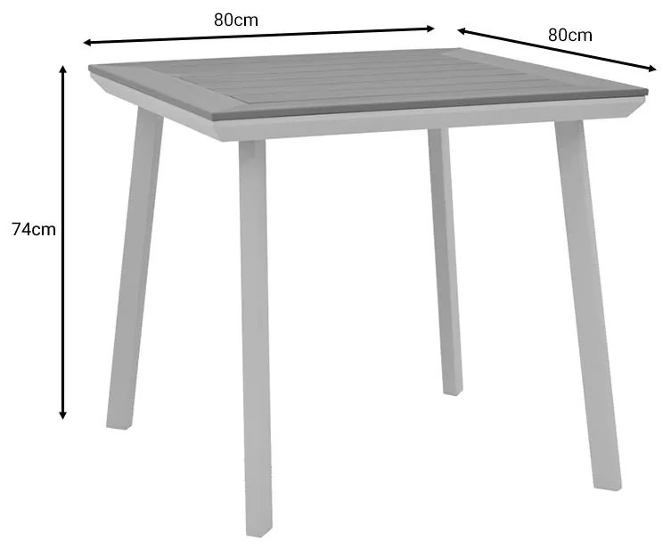 Τραπέζι Synergy αλουμίνιο λευκό-plywood φυσικό 80x80x74εκ 80x80x74 εκ.