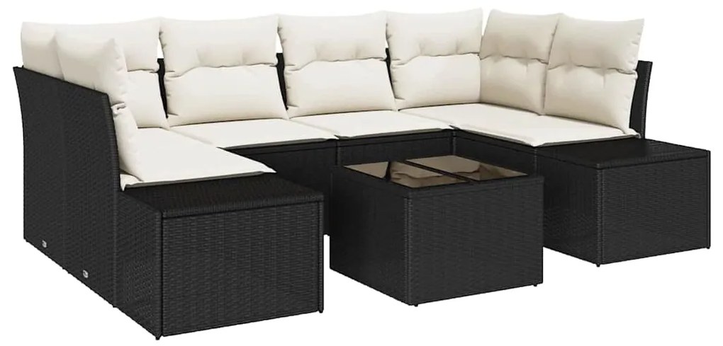 vidaXL Σετ Καναπέ Κήπου 7 pcs Μαύρο Πολυ ράταν