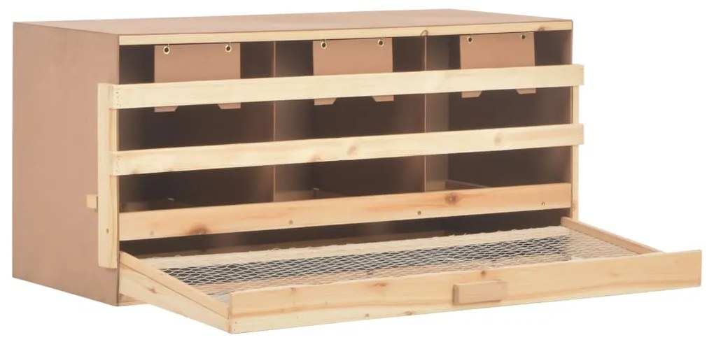 vidaXL Φωλιά για Κότες με 3 Θέσεις 96x40x45 εκ. από Μασίφ Ξύλο Πεύκου
