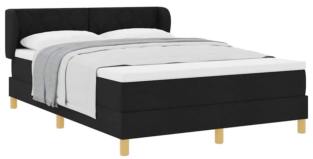 vidaXL Κρεβάτι με ελατήρια με στρώμα Μαύρο 140 x 200 cm ύφασμα
