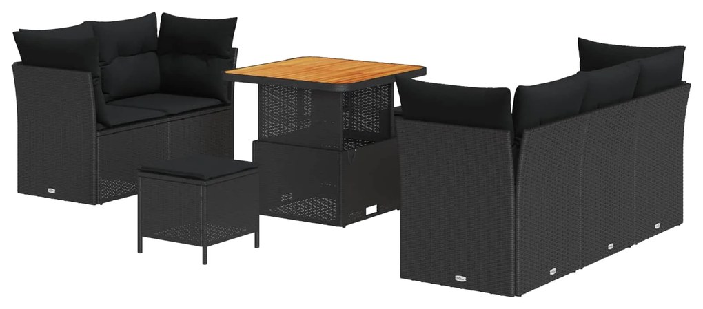 Σετ Καναπέ Κήπου 8 pcs Μαύρο συνθετικό ρατάν