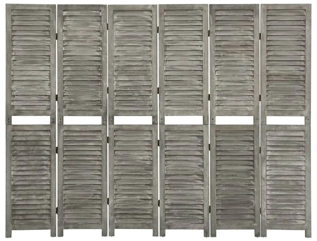 vidaXL Διαχωριστικό Δωματίου με 6 Πάνελ Γκρι 214 x 166 εκ. Μασίφ Ξύλο