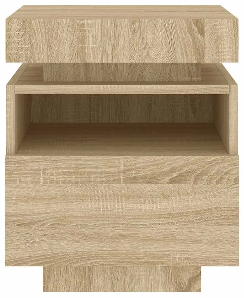 vidaXL Κομοδίνο με Φώτα LED Sonoma Δρυς 40 x 39 x 48,5 εκ.