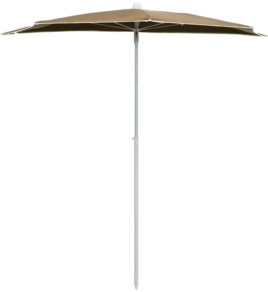 vidaXL Ομπρέλα Κήπου Μισή με Ιστό Taupe 180 x 90 εκ.