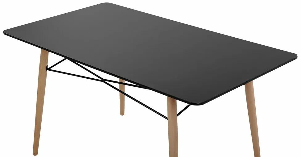 Τραπέζι Berwyn 1176, Μαύρο, Ανοιχτό χρώμα ξύλου, 75x80x140cm, 24 kg, Ινοσανίδες μέσης πυκνότητας, Ξύλο, Ξύλο: Οξιά | Epipla1.gr