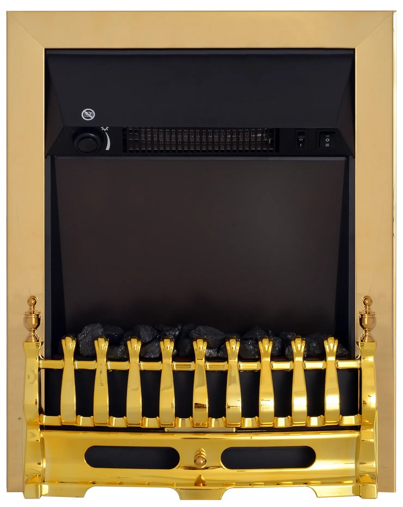 HOMCOM Ηλεκτρικό τζάκι με θέρμανση, ηλεκτρικό τζάκι με εφέ φλόγας LED, 1000/2000W διακοσμητικό τζάκι, ηλεκτρικό τζάκι φωτιάς σόμπα τζακιού, Χρυσό