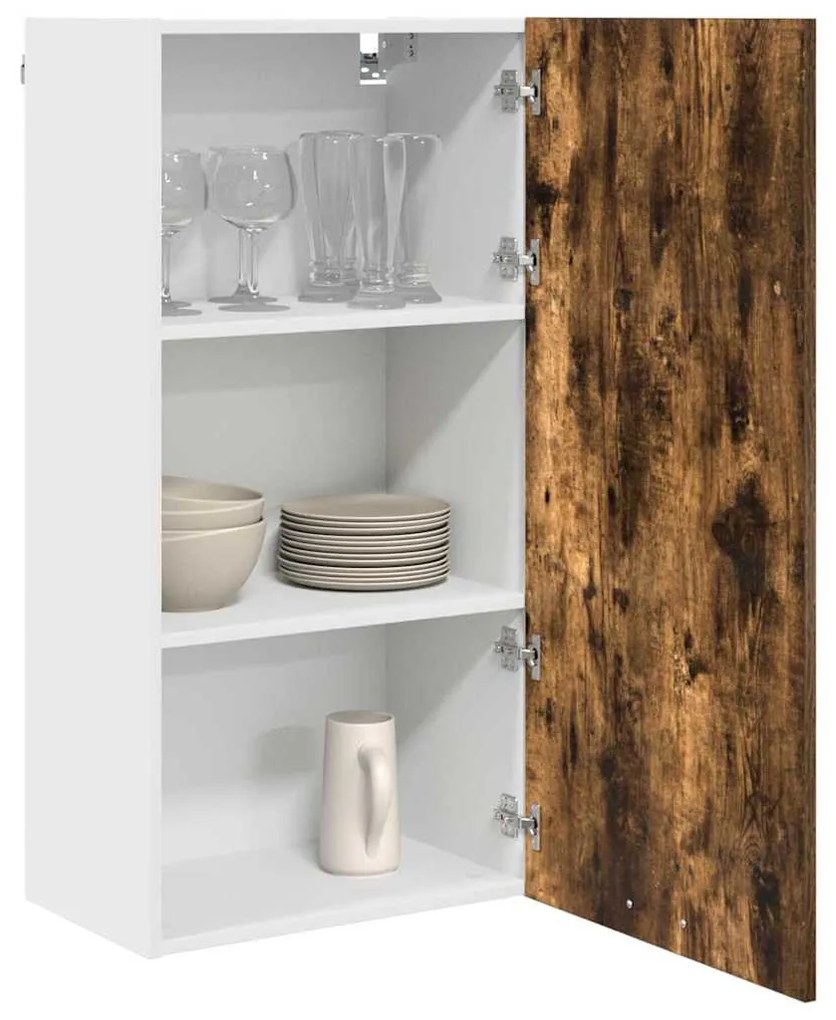 vidaXL Κρεμαστό ντουλάπι Καπνιστός Δρυς και Λευκό 50 x 31 x 100 εκ.