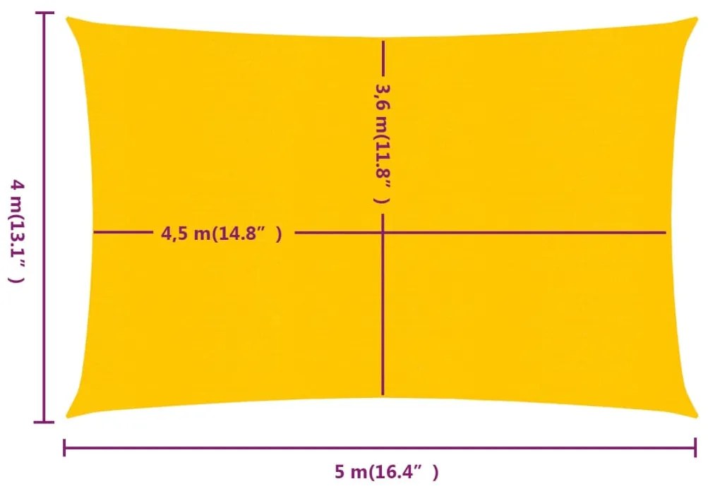 Πανί Σκίασης Ορθογώνιο Κίτρινο 4x5 μ. HDPE 160 γρ./μ² - Κίτρινο