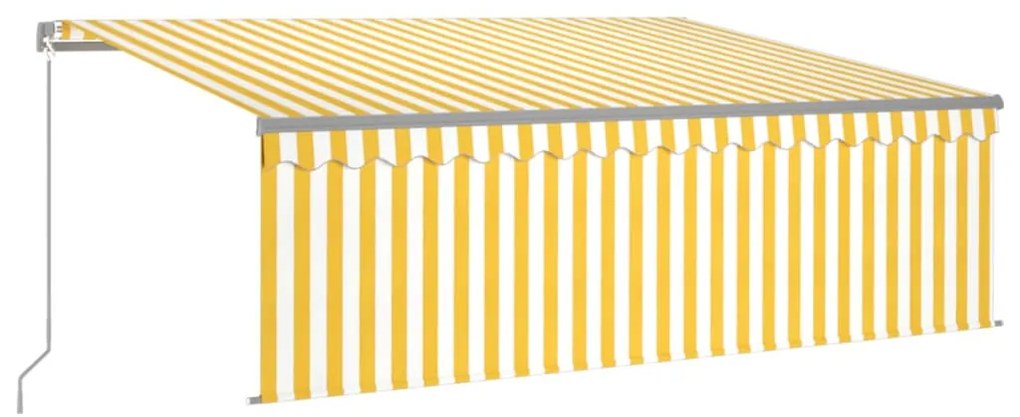 vidaXL Τέντα Συρόμενη Χειροκίνητη με Σκίαστρο&amp;LED Κίτρινο/Λευκό 4x3 μ.
