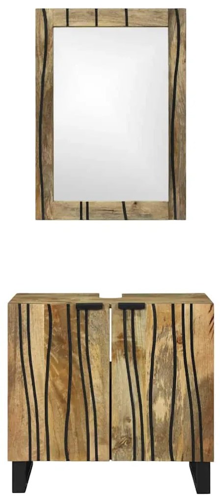 vidaXL Σετ Επίπλων Μπάνιου με ράφι 2 pcs Καφέ Επεξεργασμένο ξύλο