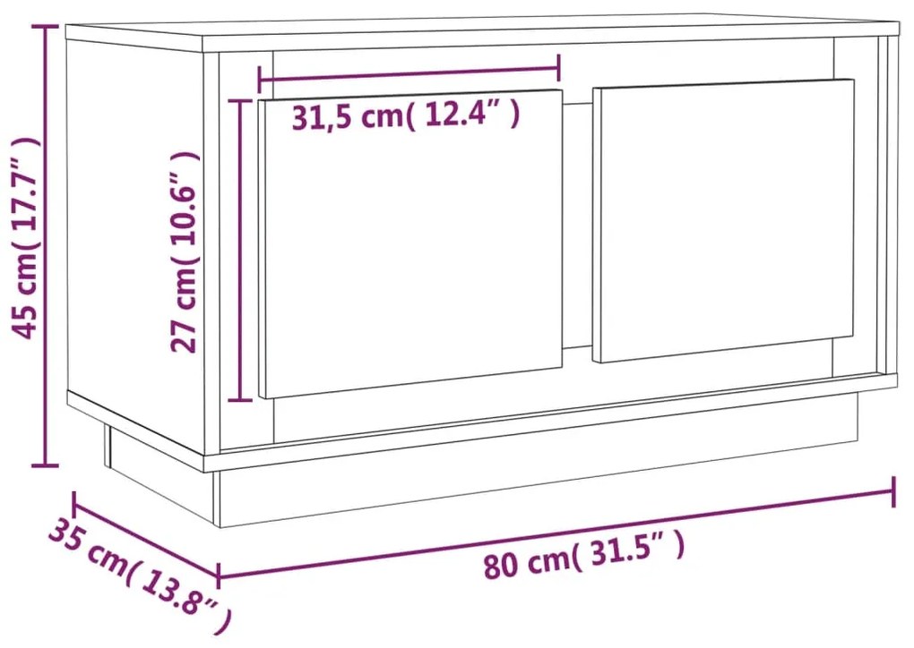 Έπιπλο Τηλεόρασης Sonoma Δρυς 80x35x45 εκ. Επεξ. Ξύλο - Καφέ