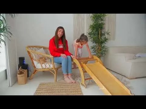 Σετ Αναρριχησης Montessori 4 Σε 1: Τριγωνικη Σκαλα + Αψιδα Αναρριχησης + Τσουληθρα + Διχτυ