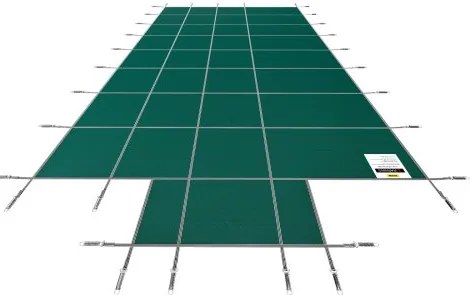 VEVOR Pool Safety Cover Fits 16x32ft Rectangle Inground Pools, Safety Pool Cover with 4x10ft Center End Step, Mesh Solid Pool Cover with Drainage Holes for Swimming Pool, Winter Safety Cover, Green