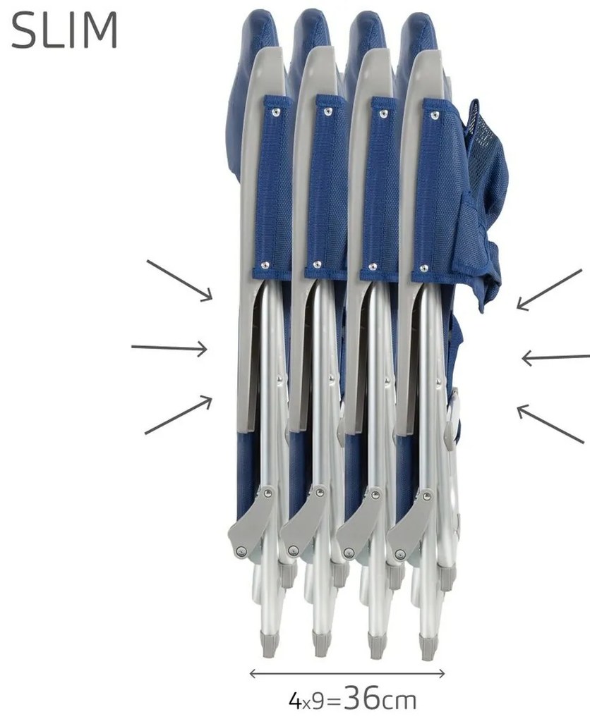 Καρέκλα στην παραλία Aktive Slim Εύκαμπτο Ναυτικό Μπλε 47 x 87 x 58 cm (x2)