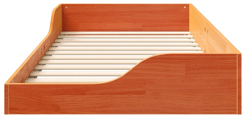 vidaXL Κρεβάτι δαπέδου Καφέ κεριού 100 x 200 cm Συμπαγές ξύλο πεύκου