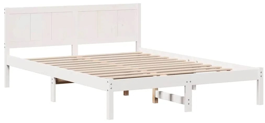 vidaXL Σκελετός Κρεβατιού Λευκό 140 x 200 cm Μασίφ ξύλο πεύκου