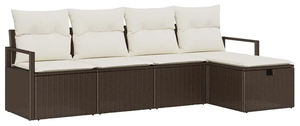 vidaXL Σετ Καναπέ με μαξιλάρι Καφέ και Κρέμα συνθετικό ρατάν