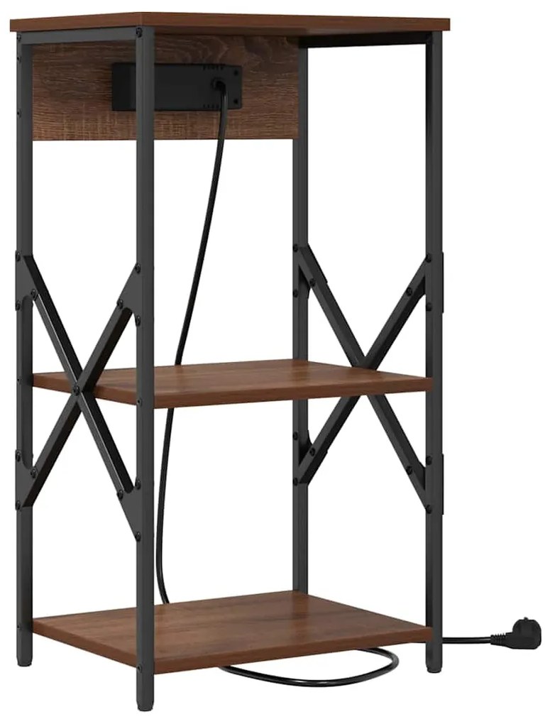 vidaXL Κομοδίνο με ράφι Καφέ δρυς 41 x 31 x 76 εκ. Επεξεργασμένο ξύλο