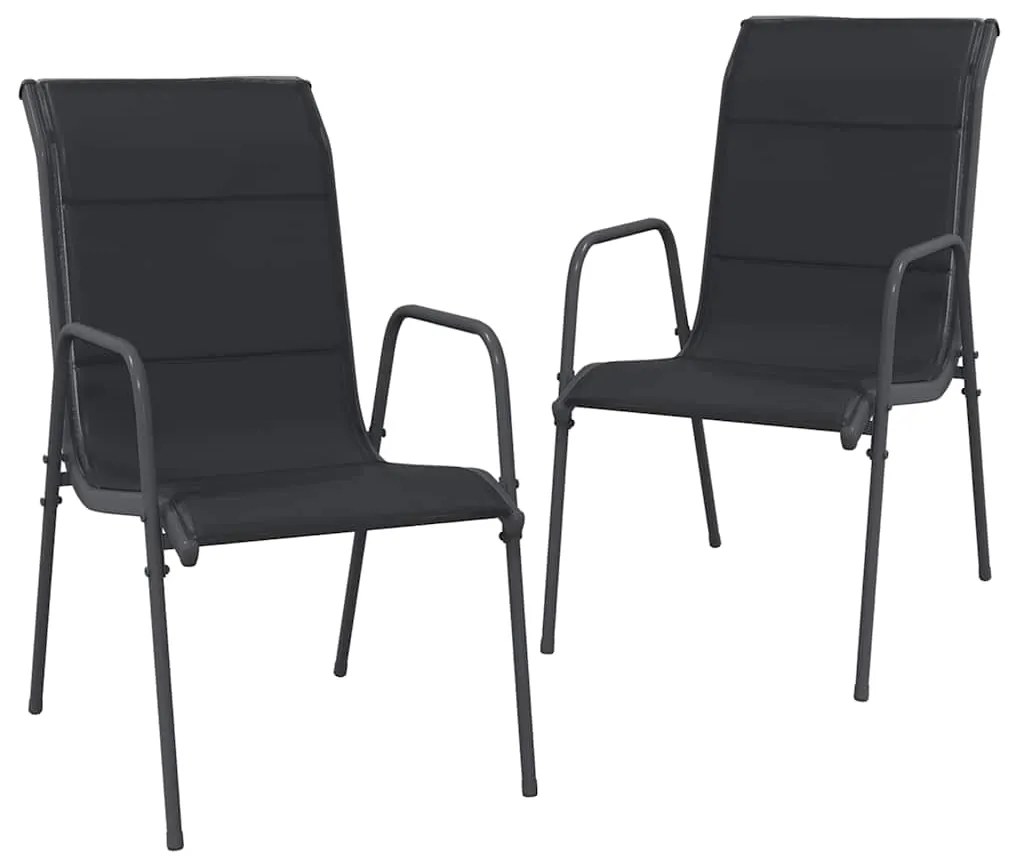 vidaXL Καρέκλες Κήπου 2 τεμ. Μαύρες από Ατσάλι / Textilene