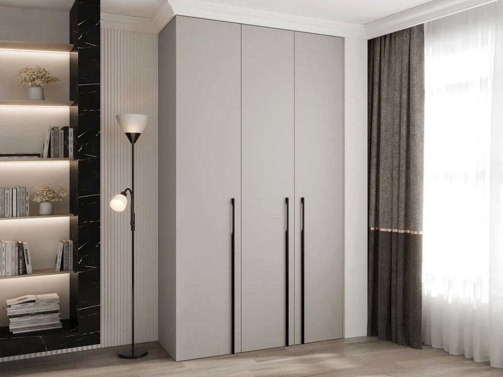 Ντουλάπα Como III 140 Τρίφυλλη-Cashmere - Μαύρο