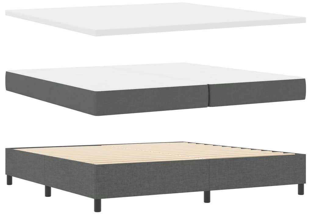 vidaXL Κρεβάτι Box Spring της με Στρώμα & Πάγκο Σκούρο Γκρι 200x200 εκ. Ύφασμα