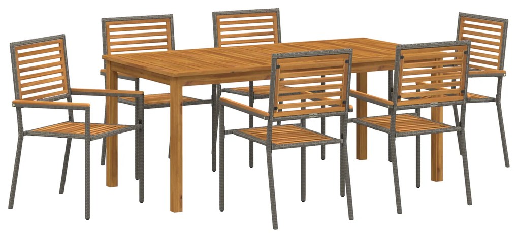 vidaXL Σετ Γεύματος Κήπου 7 pcs Γκρι 180 x 90 x 75 cm Ξύλο & Μέταλλο